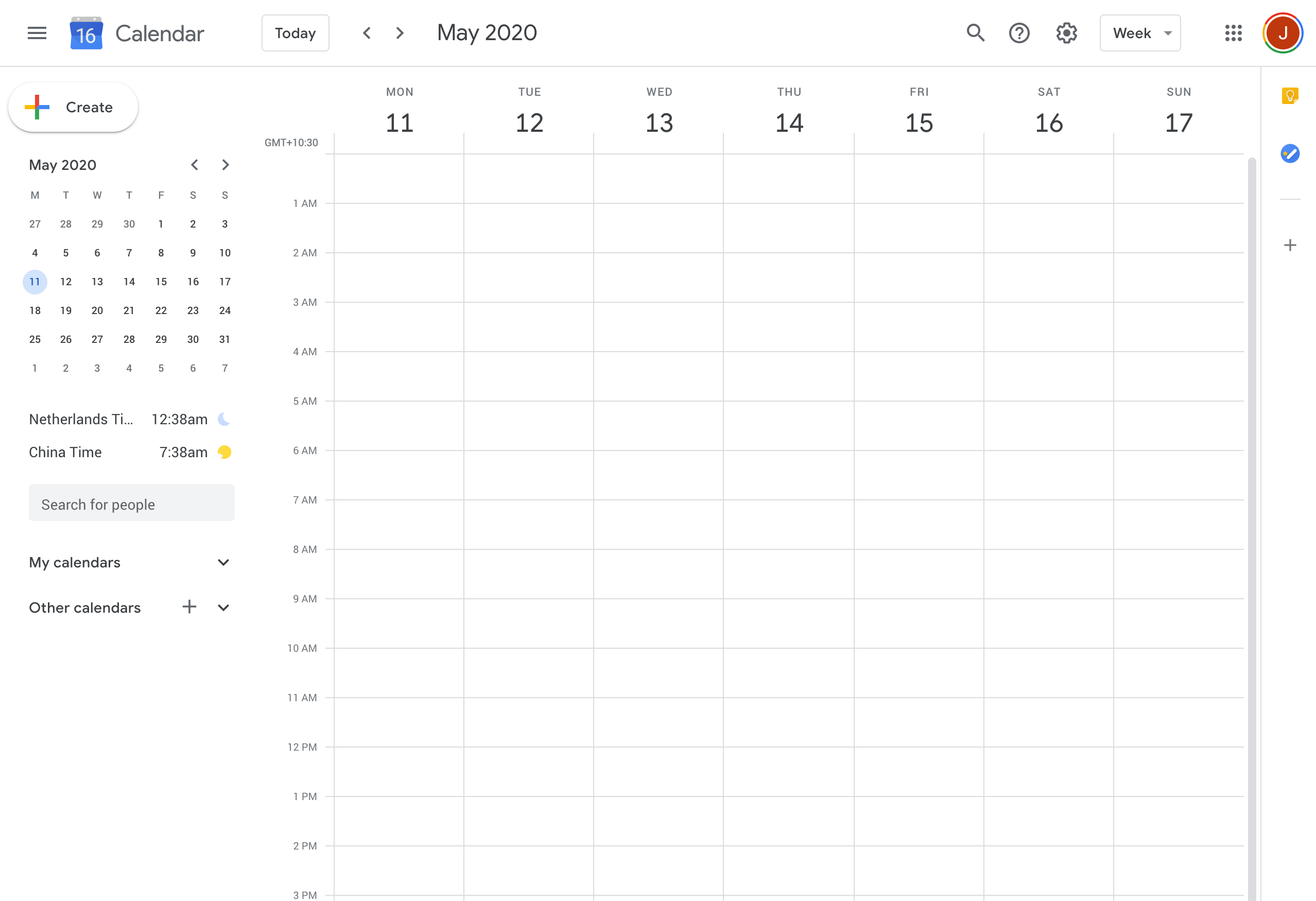 Google Calendar screenshot