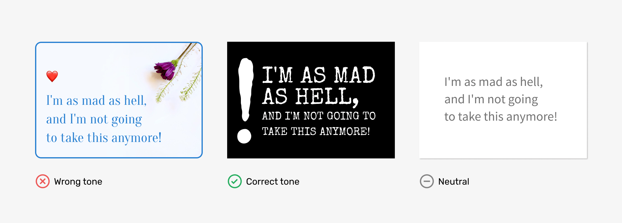 A quote styled in three different ways